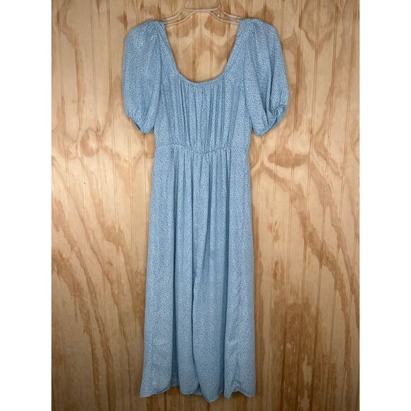 Sienna Sky XS Blue White Flowing Midi Dress Slit Pull-Over Whimsy Core Fairycore - Picture 2 of 10